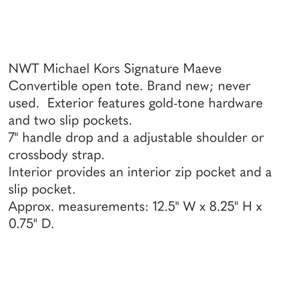 🎀 PRICE DROP! Michael Kors Signature Maeve Convertible Open Tote - Picture 11 of 11